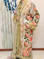Vintage Kantha Suzani Long Afghan Coat | Bohemian Festival Open Front Jacket, Bohemian Festival Winter Jacket