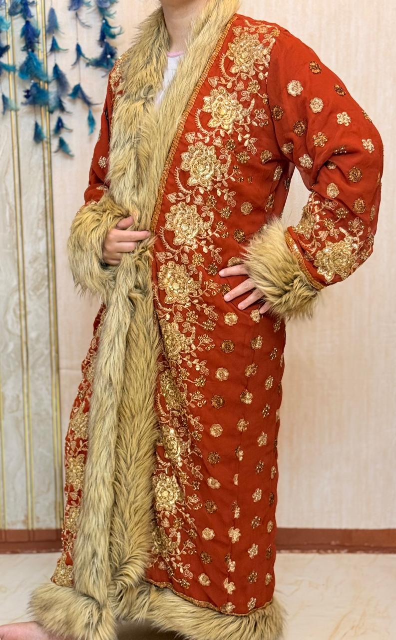 Vintage Embellished long coat, goddess Coat, festival Coat, sequins Coat, Winter Coat, Upcycled silk embellished coat