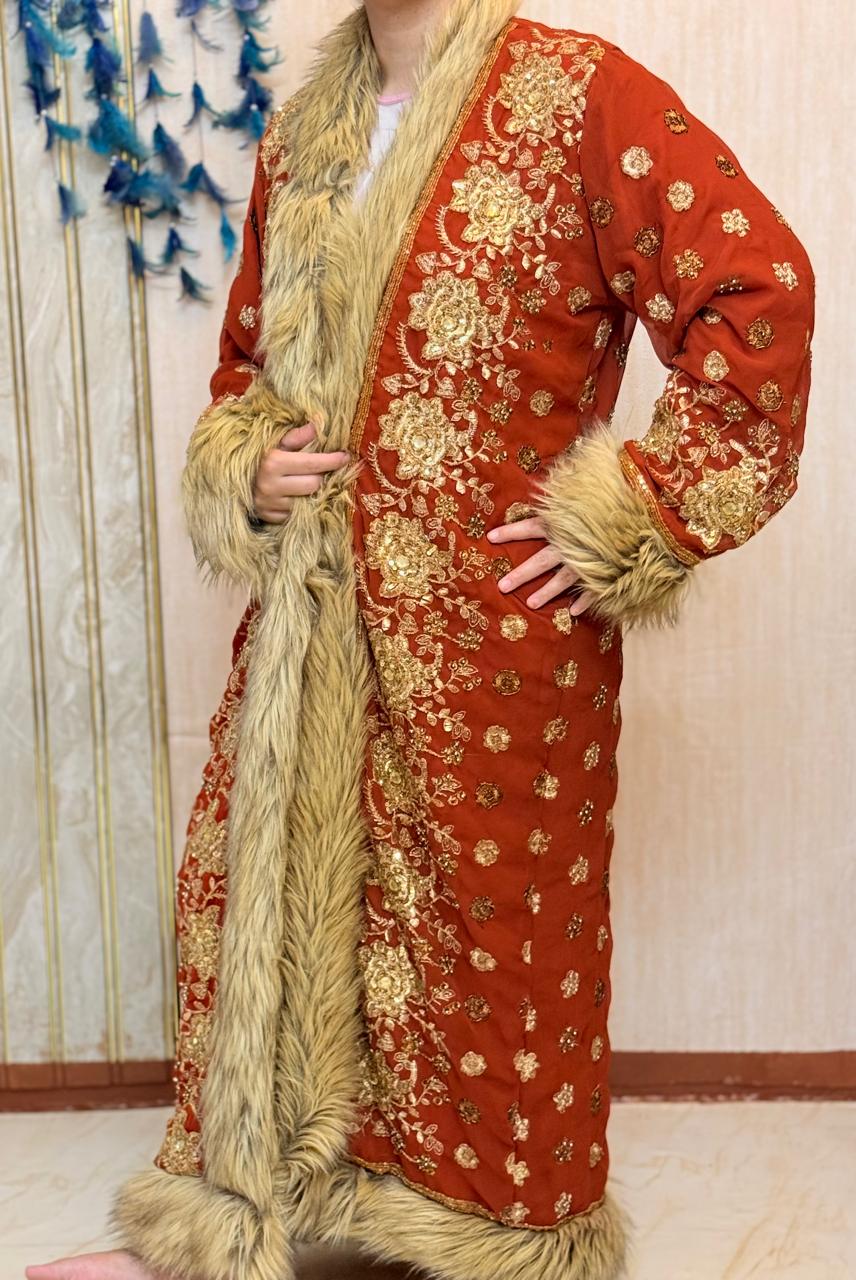 Vintage Embellished long coat, goddess Coat, festival Coat, sequins Coat, Winter Coat, Upcycled silk embellished coat