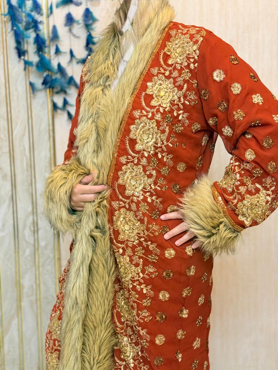 Vintage Embellished long coat, goddess Coat, festival Coat, sequins Coat, Winter Coat, Upcycled silk embellished coat