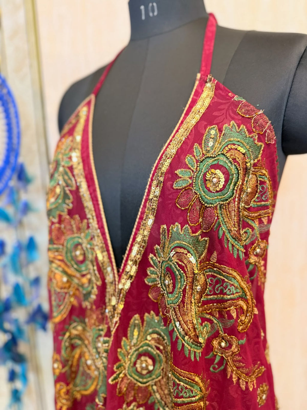One of One, Maroon embellished Short dress, sequins Dress, Goddess dress, festvial Dress, Handmade dress, Vintage silk dress