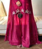 Brown pink pakistani co-ord set, Pur natural crap with embroidery,