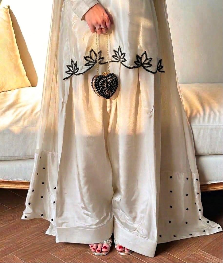 Brown pink pakistani co-ord set, Pur natural crap with embroidery,