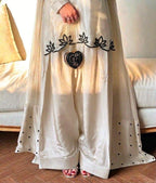 Brown pink pakistani co-ord set, Pur natural crap with embroidery,