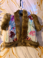 Vintage kantha Suzani Fur Waistcoat