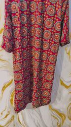 Red Vintage Embellished Long kimono, Beaded work kimono, festival kimono, sequins Kimono