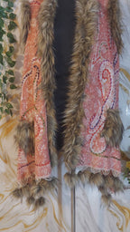 Kashmiri Wool Capes: Paisley Design, Faux Fur Trim, Bohemian Style, Winter Poncho