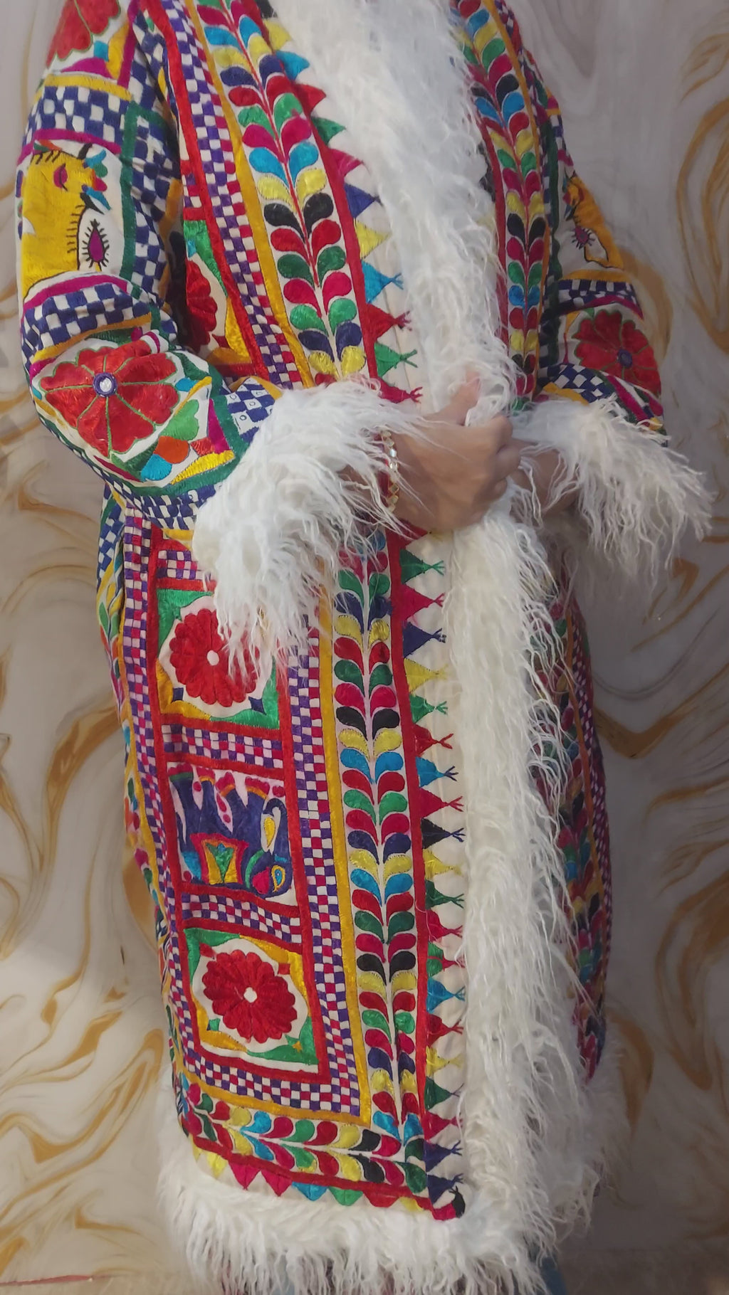 Vintage Reversible Rabari Jacket: Afghan Tribal Boho Coat, Animal Print